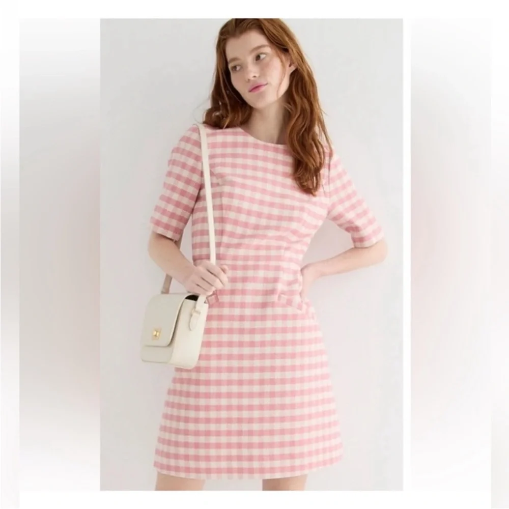 “J. CREW” Gingham Terry Tweed Lady Day Dress - Picture 2 of 7